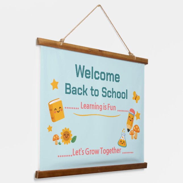 Back to School Tapestry Welcome Classroom Decor (Angled)