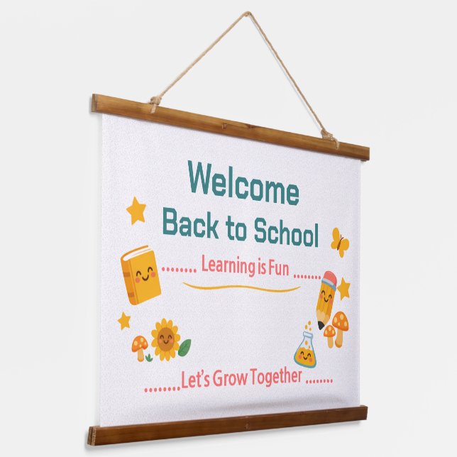 Back to School Tapestry Welcome Classroom Decor (Angled)