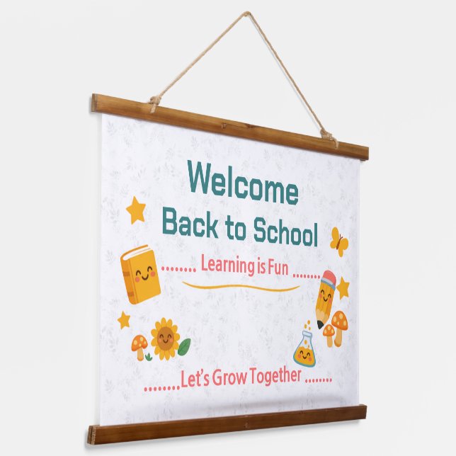 Back to School Tapestry Welcome Classroom Decor (Angled)