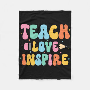 Back To School Teach Love Inspire Teacher First Da Fleece Blanket