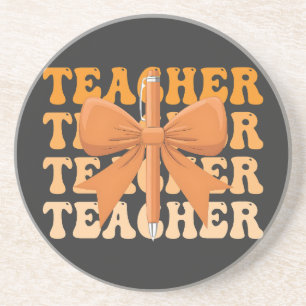 Back to School Teacher appreciation Bow Coquette Coaster