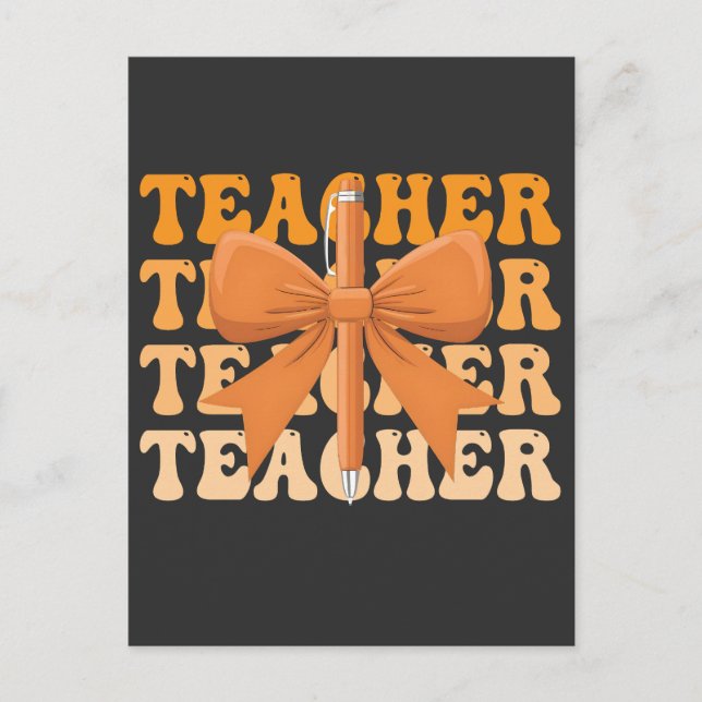  Back to School Teacher appreciation Bow Coquette  Invitation Postcard (Front)