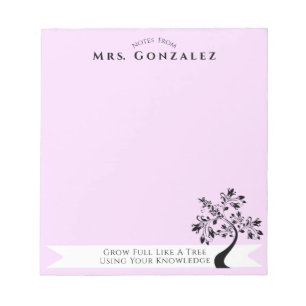 Back To School Teacher  Boho Floral Tree Custom Notepad