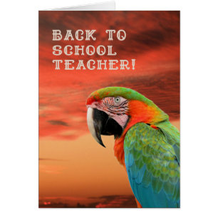 Back to School Teacher Card with Parrot