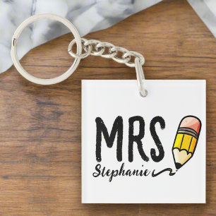 Back to School Teacher Cute Pencil Thank You Keychain