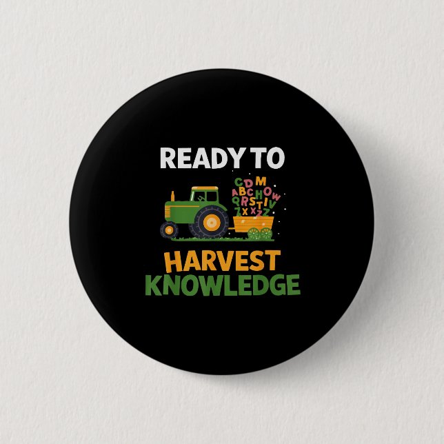 Back To School Teacher Farming Tractor Farmer Kids 2 Inch Round Button (Front)