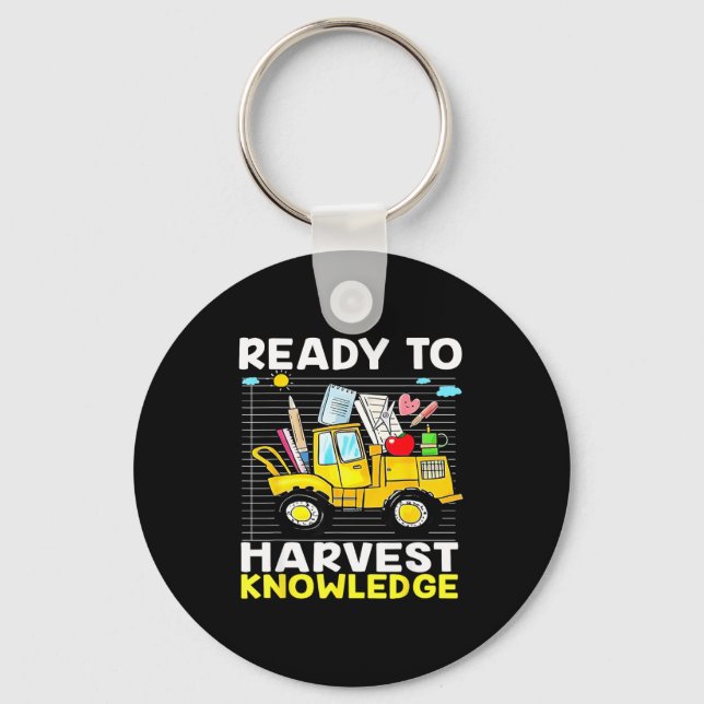 Back To School Teacher Farming Tractor Farmer Kids Keychain (Front)