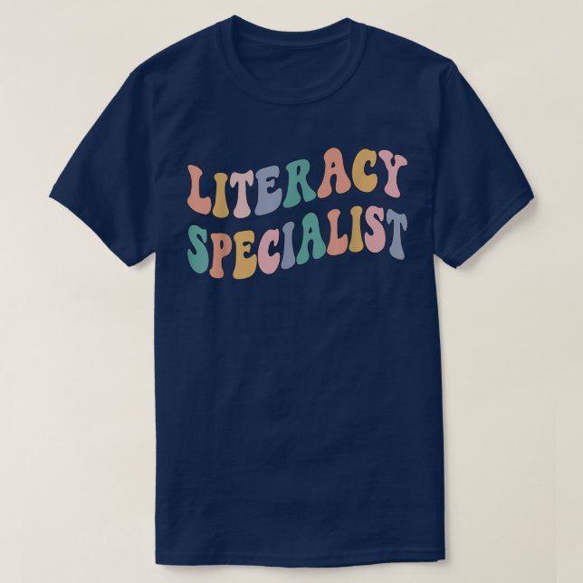 Back to School Teacher, Groovy Retro Literacy Spec T-Shirt (Design Front)
