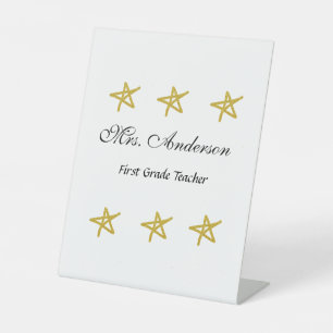 Back to school teacher name golden stars appreciat pedestal sign