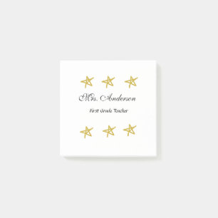 Back to school teacher name golden stars appreciat post-it notes