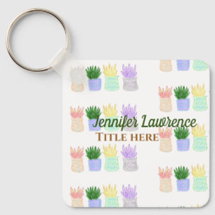 Back to school teacher name title succulents plant keychain