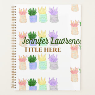 Back to school teacher name title succulents plant planner