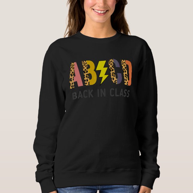 Back To School Teacher Students Leopard Abcd Back  Sweatshirt (Front)