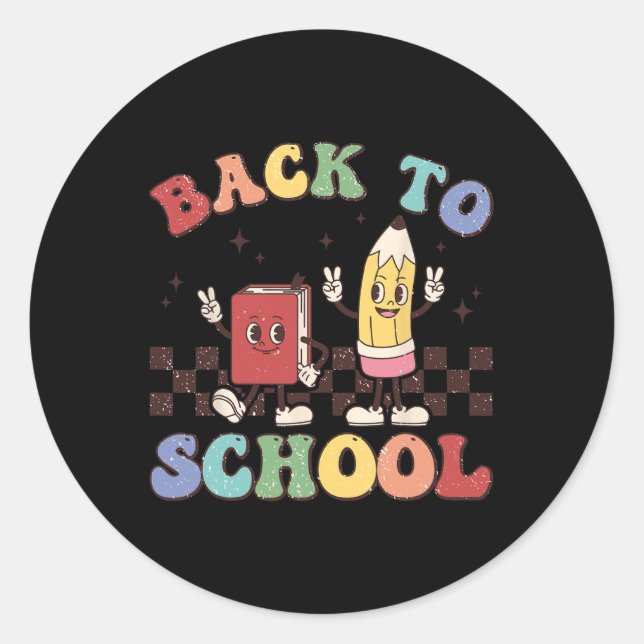 Back To School Teachers Boys Girls Happy First Day Classic Round Sticker (Front)