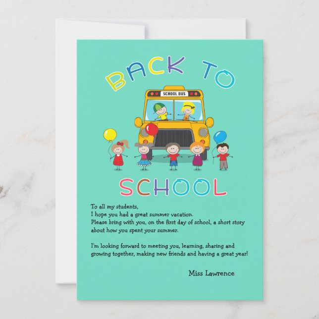 Back to School Teacher's Ice Breaker Notecard (Front)