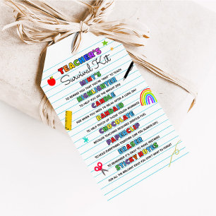 Back to School Teacher's Survival Kit Favour Tags