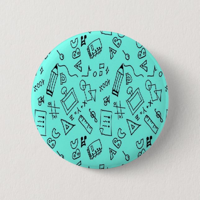 Back to school teal 2 inch round button (Front)