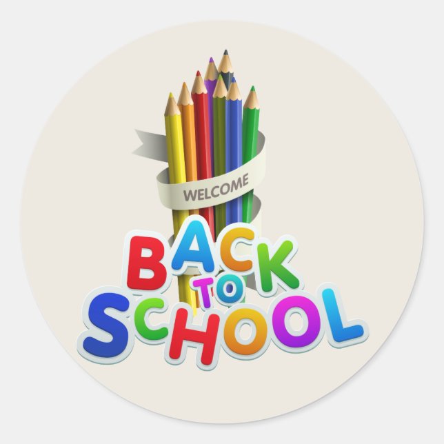 Back to School text Classic Round Sticker (Front)