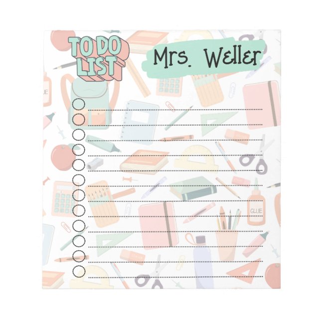 Back to school themed to-do list notepad (Front)