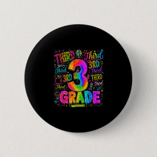 Back to school third 3rd grade colourful school ti 2 inch round button
