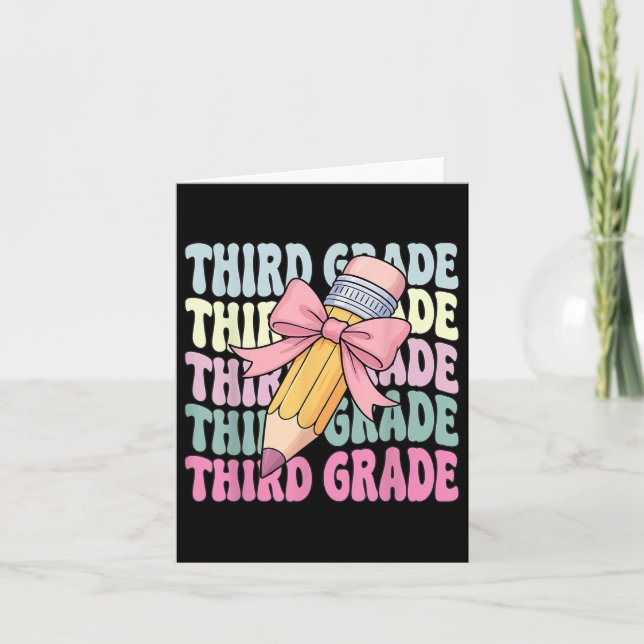 Back To School Third Grade Coquette First Day Of 3 Card (Front)