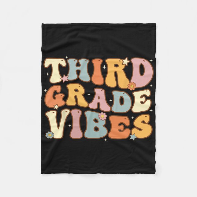 Back To School Third Grade Vibes Student Teacher W Fleece Blanket (Front)