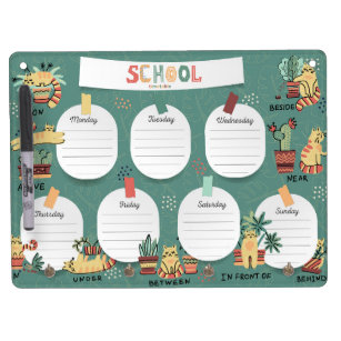 Back to School Timetable Cats Dry Erase Board