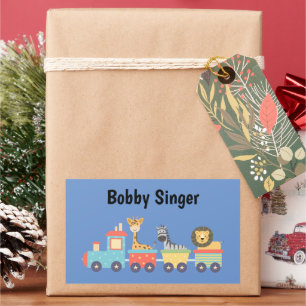 Back to School Toy Train Giraffe Zebra Lion Name Sticker