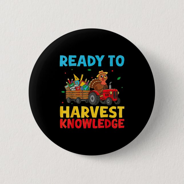 Back To School Turkey Farming Tractor Farmer Kids  2 Inch Round Button (Front)