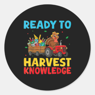 Back To School Turkey Farming Tractor Farmer Kids  Classic Round Sticker