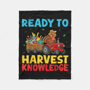 Back To School Turkey Farming Tractor Farmer Kids Fleece Blanket
