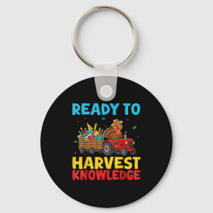 Back To School Turkey Farming Tractor Farmer Kids Keychain
