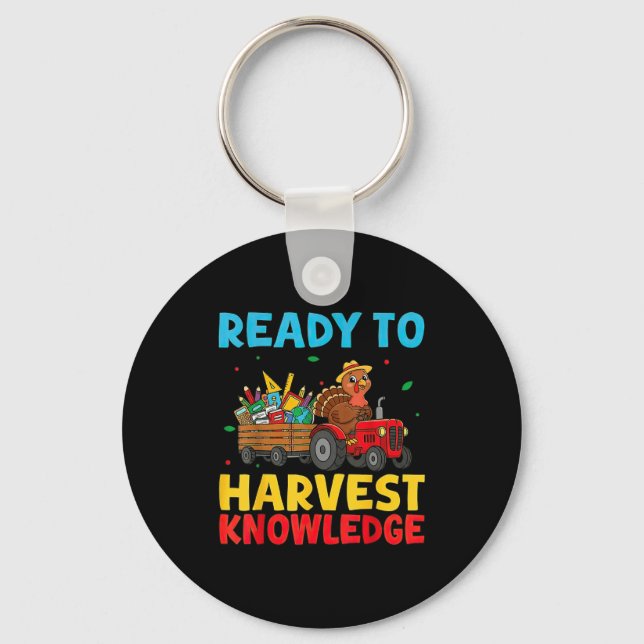 Back To School Turkey Farming Tractor Farmer Kids  Keychain (Front)