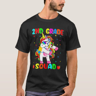 Back To School Unicorn Dabbing Kids Second Grade 2 T-Shirt
