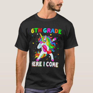 Back To School Unicorn Dabbing Kids Sixth Grade 6T T-Shirt