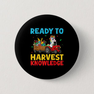 Back To School Unicorn Farming Tractor Farmer Kids 2 Inch Round Button