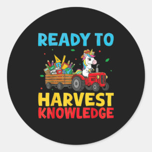 Back To School Unicorn Farming Tractor Farmer Kids Classic Round Sticker