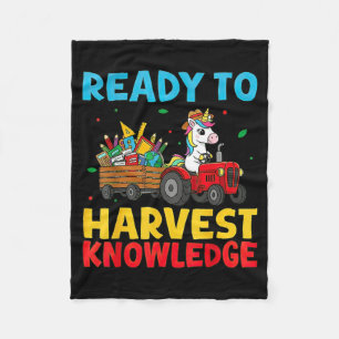 Back To School Unicorn Farming Tractor Farmer Kids Fleece Blanket