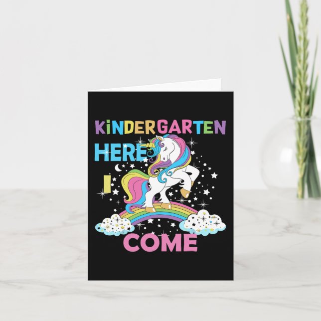 Back To School Unicorn Hello First Day of Kinderga Card (Front)