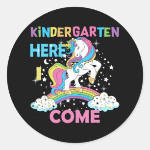 Back To School Unicorn Hello First Day of Kinderga Classic Round Sticker