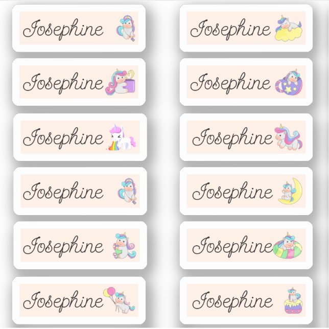 Back to School Unicorn Name Stickers (Front)