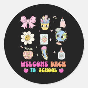 Back To School Welcome Back Cute Globe Pencil Art Classic Round Sticker