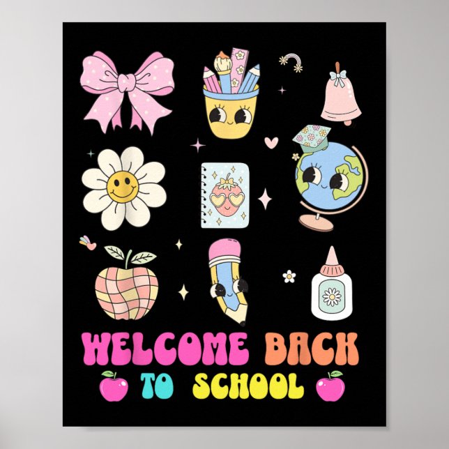 Back To School Welcome Back Cute Globe Pencil Art  Poster (Front)