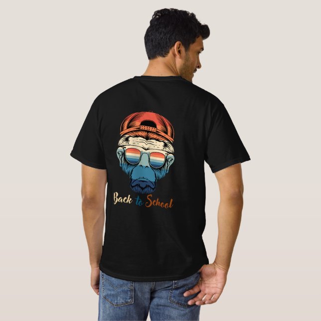 Back to school with a summer chimpanzee theme T-Shirt (Back Full)