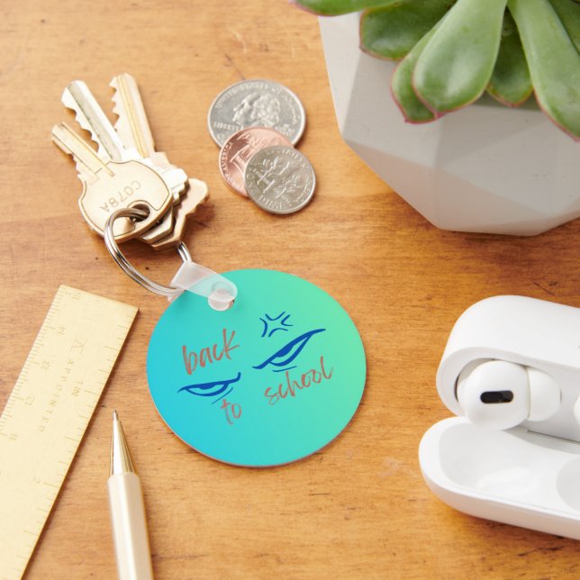 Back to school with an anime twist Printed Keychain (Desk)