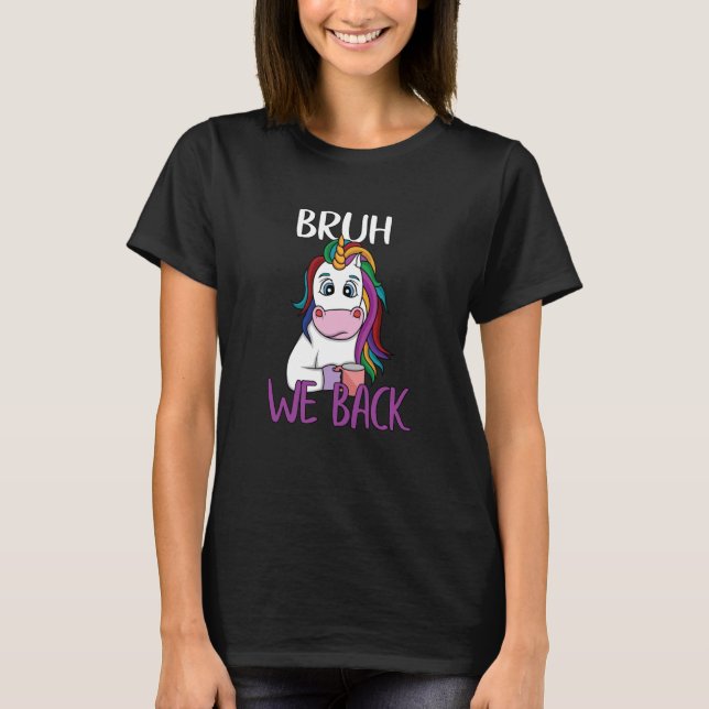 Back To School Women Coffee And Cynical Unicorn Br T-Shirt (Front)