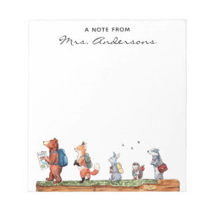 Back To School Woodland Friends Personalized Notepad