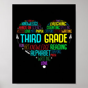 Back To School Word Cloud Third Grade Teacher Poster