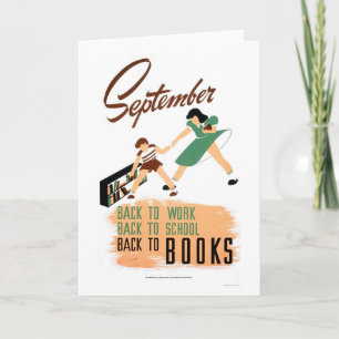 Back To School Work 1940 WPA Card