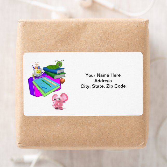 Back to School Worm Pink Pig Labels (Insitu)